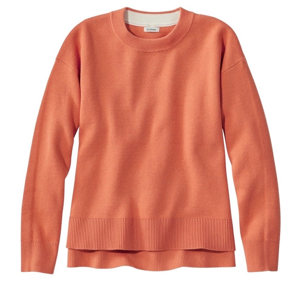 L.L. Bean Women's Vibrant Orange Crew Neck cotton cashmere Sweater